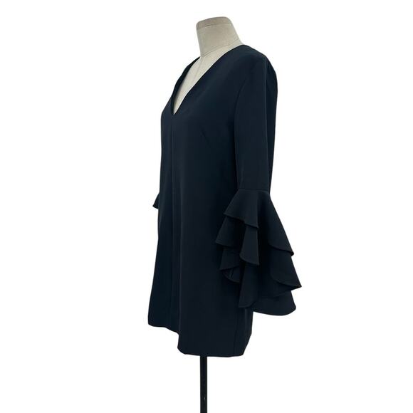 Milly Nicole Dress Mini Sheath 3/4 Length Bell Sleeves V-Neckline Blue Size 8 - Picture 4 of 12